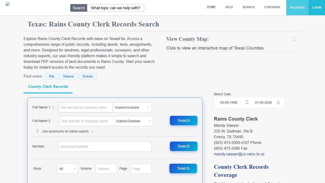 Rains County Clerk Records Search TexasFile