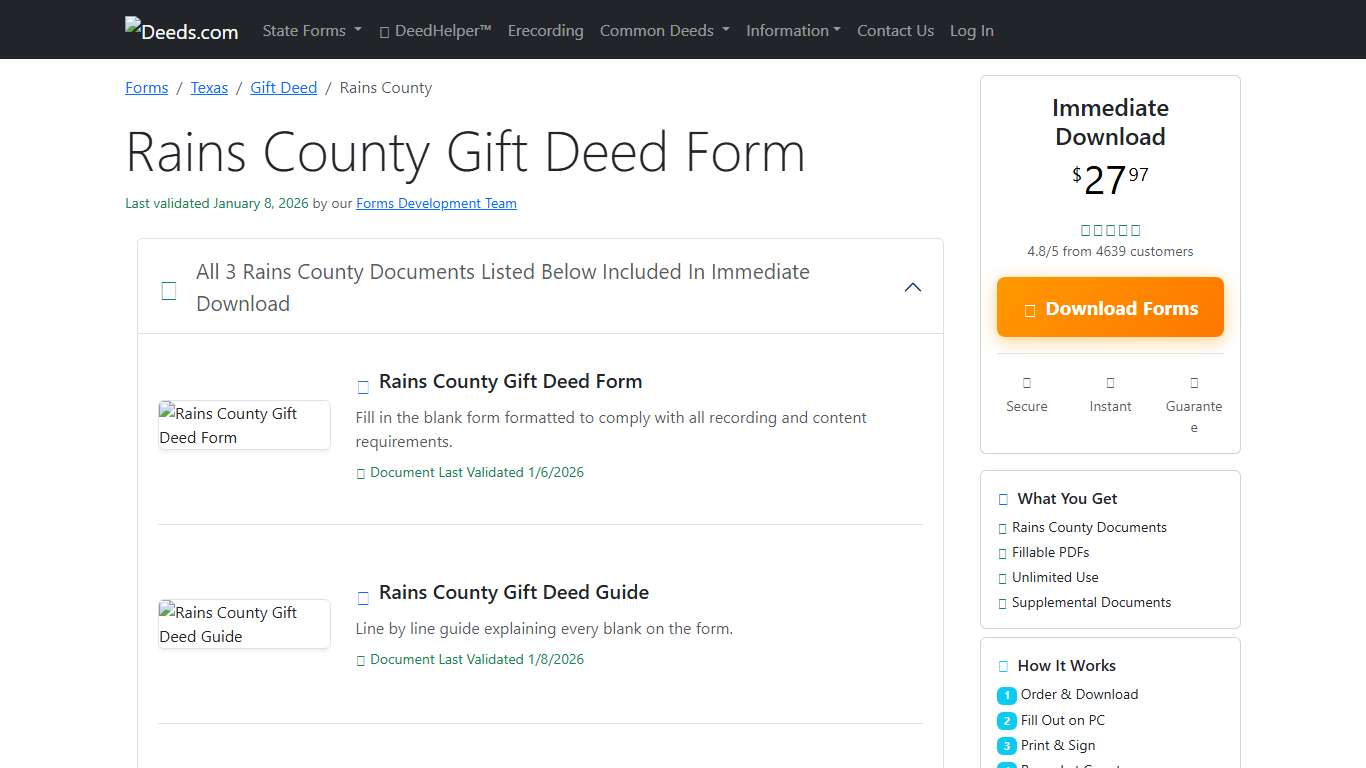 Rains County Gift Deed Form Texas Deeds.com